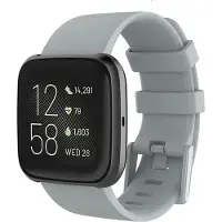 Shop4 - Geschikt voor Fitbit Versa Lite Bandje - Small Siliconen Grijs