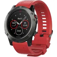 Shop4 - Geschikt voor Garmin Fenix 5S Bandje (ook Plus) - Siliconen Rood