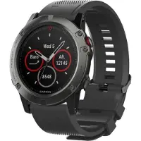 Shop4 - Geschikt voor Garmin Fenix 6 Bandje (ook Pro, Solar en Sapphire) - Siliconen Zwart