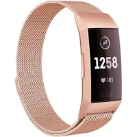 Shop4 - Geschikt voor Fitbit Charge 4 Bandje - Small Metaal Rosé goud