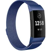 Shop4 - Geschikt voor Fitbit Charge 3 Bandje - Small Metaal Blauw
