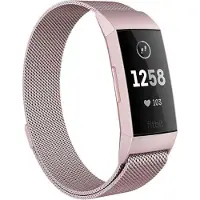 Shop4 - Geschikt voor Fitbit Charge 4 Bandje - Small Metaal Roze