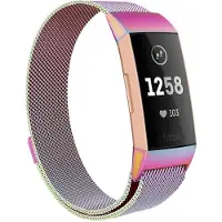 Shop4 - Geschikt voor Fitbit Charge 4 Bandje - Small Metaal Meerkleurig