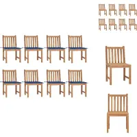 vidaXL Tuinstoel - Tuinstoelen - Buitenstoel - Buitenstoelen - Tuinstoelen 8 st met kussens massief teakhout
