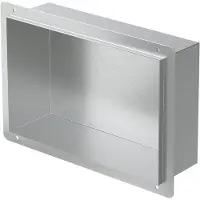 ECD-Germany Douchebak 30x20 cm zilver roestvrij staal inbouwframe Wandnis Douchebak LuxeBad