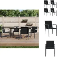 vidaXL Tuinstoel - Tuinstoelen - Tuin Stoel - Buitenstoel - Tuinstoelen 4 st met kussens 56x59x84 cm poly rattan zwart