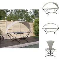 vidaXL Loungebed - Loungebedden - Tuinbed - Zonnebed - Loungebed met luifel staal en oxford stof crèmekleurig