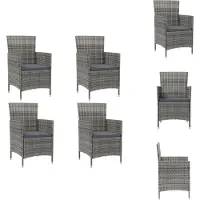 vidaXL Tuinstoelen met kussens, 4 stuks, polyrotan, grijs - Tuinstoelen