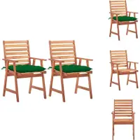 vidaXL Tuinstoel - Tuinstoelen - Tuin Stoel - Tuin Stoelen - Tuinstoelen 2 st met kussens massief acaciahout