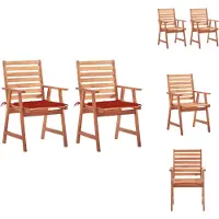 vidaXL Tuinstoel - Tuinstoelen - Tuin Stoel - Tuin Stoelen - Tuinstoelen 2 st met kussens massief acaciahout