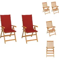 vidaXL Tuinstoelenset - Teakhout - 57 x 71.5 x 109 cm - Verstelbaar - Tuinstoel