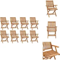 vidaXL Tuinstoelenset - Teakhout - Inklapbaar - 56 x 58 x 88 cm - Set van 8 - Tuinstoel