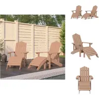vidaXL Tuinstoel - Tuinstoelen - Adirondack Stoel - Tuinstoel Met Voetenbank - Tuinstoelen 2 st Adirondack met voetensteunen HDPE bruin