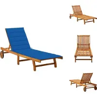 vidaXL Ligbed - Ligstoel - Ligbedden - Ligstoelen - Ligbed met kussen massief acaciahout
