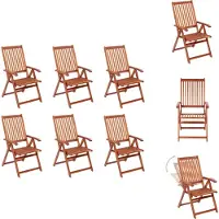 vidaXL Opklapbare tuinstoelen, 6 stuks, massief acaciahout - Tuinstoelen