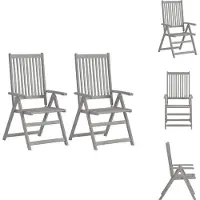 vidaXL Tuinstoelen - 2 stuks - Verstelbaar - Grijs Tuinstoelen - Tuinset - Houten Stoel - Acacia Hout - Grijze Stoel