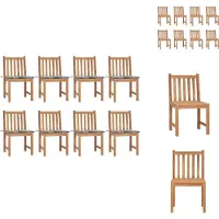 vidaXL Tuinstoel - Tuinstoelen - Buitenstoel - Buitenstoelen - Tuinstoelen 8 st met kussens massief teakhout