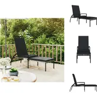 vidaXL Ligbed - Ligbedden - Chaise Longue - Tuinstoel - Ligbed met voetensteun polyetheen rattan grijs