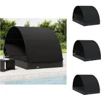 vidaXL Ligbed - Ligbedden - Tuinstoel - Relaxstoel - Ligbed 2-persoons met rond dak 211x112x140 cm poly rattan zwart