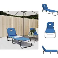 vidaXL Ligbed inklapbaar oxford stof en gepoedercoat staal blauw