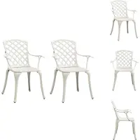 vidaXL Tuinstoel - Tuinstoelen - Stoel - Stoelen - Tuinstoelen 2 st gietaluminium wit