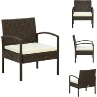 vidaXL Tuinstoel met kussen, polyrotan, bruin - Tuinstoelen
