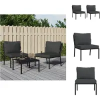 vidaXL Tuinstoelen met grijze kussens, 2 stuks, 60x74x79 cm, staal - Tuinbankelementen