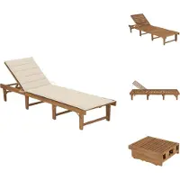 vidaXL - Houten Ligstoel - 200 x 61 x 30/86 cm - Acaciahout - Inclusief Kussen - Ligbed