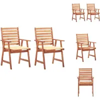 vidaXL Tuin-eetstoelen, 2 stuks met kussens, massief acaciahout - Tuinstoelen