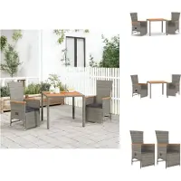 vidaXL Tuinset - Tuinsets - Tuin Set - Tuinmeubelset - 3-delige Tuinset met kussens poly rattan grijs