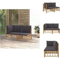 vidaXL 2-delige Loungeset met kussens bamboe donkergrijs