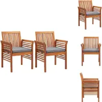 vidaXL Tuinstoel - Tuinstoelen - Buitenstoel - Buitenstoelen - Tuinstoelen 2 st met kussens massief acaciahout