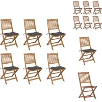 vidaXL Tuinstoel - Tuinstoelen - Tuin Stoel - Tuin Stoelen - Tuinstoelen 6 st inklapbaar met kussens massief acaciahout