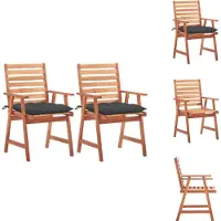 vidaXL Tuinstoel - Tuinstoelen - Tuin Stoel - Tuin Stoelen - Tuinstoelen 2 st met kussens massief acaciahout