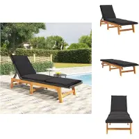 vidaXL Ligbed - Ligbedden - Zonnebed - Buitenbed - Ligbed met kussen poly rattan en massief acaciahout