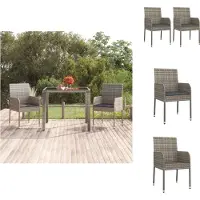 vidaXL Tuinstoel - Tuinstoelen - Buitenstoel - Tuinstoel Verstelbaar - Tuinstoelen 2 st met kussens poly rattan grijs