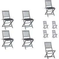 vidaXL Opklapbare tuinstoelen, 4 stuks met kussens, massief acaciahout - Tuinstoelen