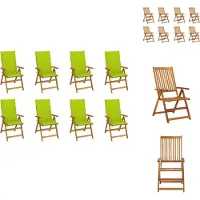vidaXL Opklapbare tuin stoelen met kussens, 8 stuks. Massief acaciahout - Tuinstoelen
