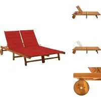 vidaXL Ligbed - Ligstoel - Ligbedden - Ligstoelen - Ligbed 2-persoons met kussens massief acaciahout