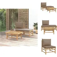 vidaXL Loungeset - Loungesets - Tuinset - Loungeset Tuin - 3-delige Loungeset met kussens bamboe taupe