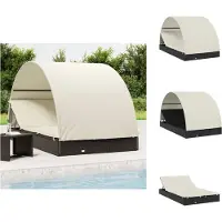 vidaXL Ligbed - Ligbedden - Tuinstoel - Relaxstoel - Ligbed 2-persoons met rond dak 211x112x140 cm poly rattan zwart