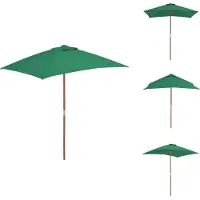 vidaXL Parasol - Groen - 150 x 200 x 235 cm - Gelamineerd bamboe en hardhout - Parasol