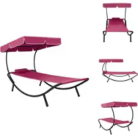 vidaXL Ligstoel - Ligstoelen - Loungebed - Loungebedden - Loungebed met luifel en kussen roze