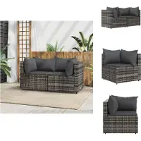 vidaXL Hoekbank - Hoekbanken - Sectionele Hoekbank - Tuinbank - Tuinhoekbanken met kussens 2 st poly rattan grijs