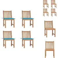 vidaXL Tuinstoel - Tuinstoelen - Buitenstoel - Buitenstoelen - Tuinstoelen 4 st met kussens massief teakhout