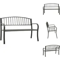 vidaXL Tuinbank, grijs, 120 cm, staal - Tuinbanken