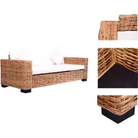 vidaXL Tuinbank - Tuinbanken - Loungebank - Loungebanken - Tuinbank 3-zits natuurlijk rattan
