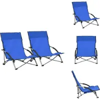 vidaXL Campingstoel - Campingstoelen - Kampeerstoel - Kampeerstoelen - Strandstoelen 2 st inklapbaar stof blauw