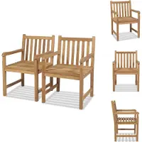 vidaXL Tuinstoel - Tuinstoelen - Tuin Stoel - Tuin Stoelen - Tuinstoelen 2 st massief teakhout