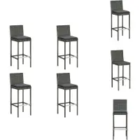 vidaXL Barkruk - Barkrukken - Barstoel - Barstoelen - Tuinbarkrukken met kussens 4 st poly rattan grijs